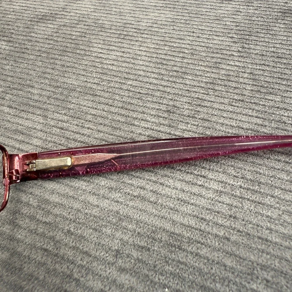Bebe Burgundy Metal Rectangular Y2K Eyeglasses Purple Crystal Embellished Frames